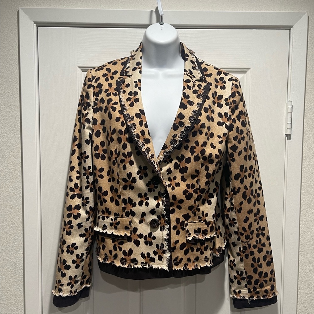 Gently Loved Funky and Frayed Moschino Jeans Leopard Print Jacket